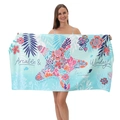 Microfiber beach towel featuring starfish and coral prints with sea life motifs - 80*160cm / Undersea Flowers