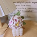 Pink and white handmade crochet peony flower in a white bubble vase for home decor - Single Stem Finished / Pink Purple