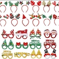 Christmas headband and creative glasses set with antlers and Santa themed decorations - 24PCS Large Set C