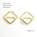 Detail view of 18K gold plated heart earrings with size and weight specifications - Small / Gold