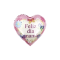 18-inch heart-shaped foil balloon with Feliz día mamá Spanish text and colorful floral print - 18 Inch Pink Blue Gradient Butterfly Heart Happy Mother's Day (TX021)
