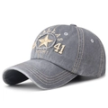 Casquette de baseball grise délavée vintage avec broderie étoile et triple couture - Réglable / Gris