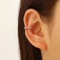 Chic gold-plated crisscross ear cuff featuring sparkling pavé white zircon stones - Gold Crisscross Twist Zircon Style (Z-174)