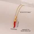 Gouden roestvrijstalen ketting met rode peper hanger en gedetailleerde maatspecificaties - 3# Kleine Chili