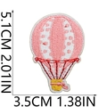 Detailed size view of a pink hot air balloon embroidered patch with clear dimensions - Hot Air Balloon (19号)