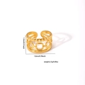 Detail view of 18K gold plated stainless steel ring showing size dimensions and weight - Gold Multi-layer Hollow