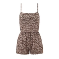 Vintage-Leoparden-Jumpsuit mit schmalen Trägern, tailliertem Schnitt und eckigem Hals - S / Leopardenmuster