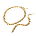 Detail of gold beaded necklace featuring adjustable extender chain and lobster clasp - Gold Jewelry Set (YYSU024027-G)