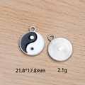 Yin Yang Tai Chi Anhänger mit schwarz-weißem Emaille-Dekor in 21,8x17,8mm Silberoptik - 21,8*17,8mm/2,1g / Einseitig Emaille Silber Groß 21,8*17,8mm