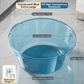 Bassine bébé bleu transparent, extra large 47cm en plastique avec support mural - XL + Support de Crochet / Bleu Transparent