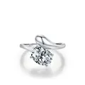 Elegant S925 sterling silver ring featuring a large oval cubic zirconia in a sleek liquid metal design - US Size 5 / Oval Main Stone Setting (RHR1788)