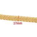 18K gold-plated stainless steel woven chain link with 17mm width for jewelry making - 18K Gold Plated Seven-row Chain 17mm