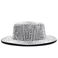 Dettaglio delle borchie quadrate argentate e bordo nero sul cappello jazz in feltro - M(56-58cm) / Stile Argento (02)