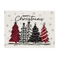 Set de table de Noël avec cinq sapins stylisés et texte Merry Christmas sur lin - 32*21 (Coton Lin) / Style 3 (Joyeux Noël)