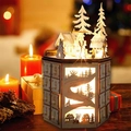 Illuminated wooden Christmas advent calendar with 24 drawers and laser-cut forest scene - Polygon Wooden Calendar (YG-1911)