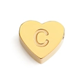 Golden heart-shaped stainless steel pendant with engraved letter C for DIY jewelry - Letter C (Gold)