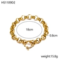 Dettaglio della chiusura ad anello a molla in acciaio inox placcato oro 14K - Maglia Rotonda Spessa (HS1109D2)