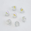 Set of seven faceted transparent crystal glass bell pendants with iridescent finish - Imported Colorful