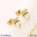 Minimalistische Herz-Ohrringe Gold mit Zirkonia-Steinen und Größenangaben - Kronen-Herz-Klar-Zirkonia-Goldstecker (KE119980-GC)