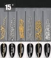 Nail art metal chains set with six different styles in gold and silver for manicures - 15# Gold Silver Dual Color Chain