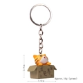 3D cartoon orange tabby cat keychain in box variant with silver metal ring and chain - Keychain / Seeking Adoption Red-Mouth Orange Cat