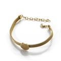 Golden mesh band Saint Benedict medal bracelet in 18K gold plated stainless steel - 18K IP Vacuum Plating / D-Priest Bracelet (Full Gold Slim)