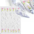 5D embossed tulip and butterfly nail art stickers with 3D floral textures, model STZ-5D41 - STZ-5D41 (Bare Sheet)