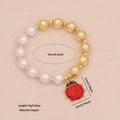 Beaded pearl bracelet with red ladybug charm and golden copper beads for women - Classic Red and Black Ladybug Style (1#)