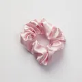 Pink satin scrunchie from the 3-piece sleep set with silky smooth texture and soft pleats - Scrunchie_Taro Purple