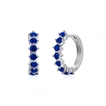Silver hoop earrings with blue cubic zirconia stones and secure s925 silver clasp - Silver / Dark Blue Zirconia