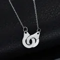 Polished silver stainless steel handcuff necklace on black textured background - Steel Color + 60cm Iron Chain