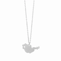 Silver country map necklace featuring a heart cutout and delicate link chain - Russia - Silver