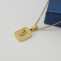Golden 18K gold-plated stainless steel square Virgo necklace with matte finish - Capricorn