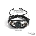 Black woven leather bracelet with rune amulet and size dimensions 17-23cm - S2311-8 Pirate Rune Style