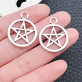 Silver pentagram star alloy pendants for DIY tarot necklaces and jewelry making - Antique Silver-6931-20x25mm