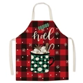 Red and black plaid Christmas apron with Noel mug print for festive kitchen decoration - Style 9/Red Black Plaid Noel
