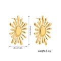 Detailed size map of gold pleated earrings with 41mm height and sunburst texture - Sunflower