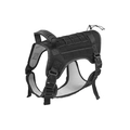 Tactical dog harness in black durable nylon with top rubber handle and mesh lining - Rubber Handle Black Tactical Harness