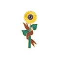 Cute capybara sunflower enamel pin with yellow petals and green stem on white background - SXZ116 Sunflower