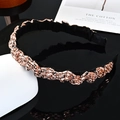 Baroque pleated headband with champagne rhinestones on black fabric base - Crystal Champagne + Champagne Rhinestone