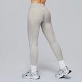 Pantalones de yoga gris jaspeado de talle alto con textura de punto para fitness - S / Blanco Marrón