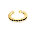 Élégant ear cuff en argent s925 doré avec des rangées de pierres noires rondes et brillantes - Or 18K [Zirconium Noir]