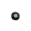 Détail d'un pendentif carré en pierre de naissance noire avec bordure dorée facettée - Noir (Couleur 10)