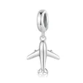 Ciondolo aereo in argento sterling S925 con finitura lucida per creazione gioielli DIY - Ciondolo Stile Aereo (SCX149)