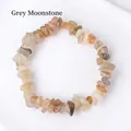 Handmade stretch bracelet featuring natural grey moonstone irregular gravel stones - Grey Sunstone