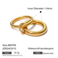 Polished gold stainless steel interlocking rings, waterproof and hypoallergenic jewelry - US Size 6 / Gold Double Interconnected Style (JDR2403015)