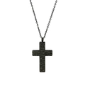 Minimalistische zwarte roestvrijstalen kruisketting met gehamerde textuurafwerking - Zwart