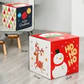 Scatola regalo di Natale 25cm con motivi di Babbo Natale e renne per decorazioni - Stile 6