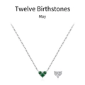 S925 sterling silver heart necklace with May emerald birthstone in a refined finish - May