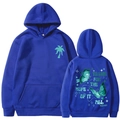 Sweat à capuche bleu roi avec imprimé papillon vert et texte décoratif au dos - S / Hauts / Bleu 312